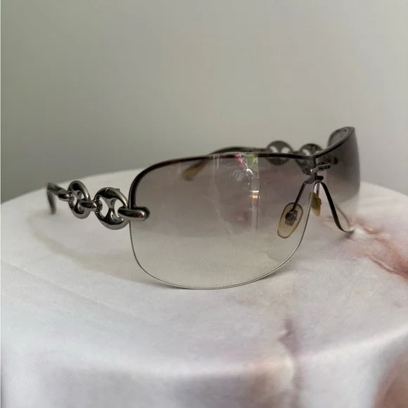 小物 GUCCI rimless gg gradient sunglasses y2k Gucci Y2K Green Gradient Sunglasses – Vintage by Misty